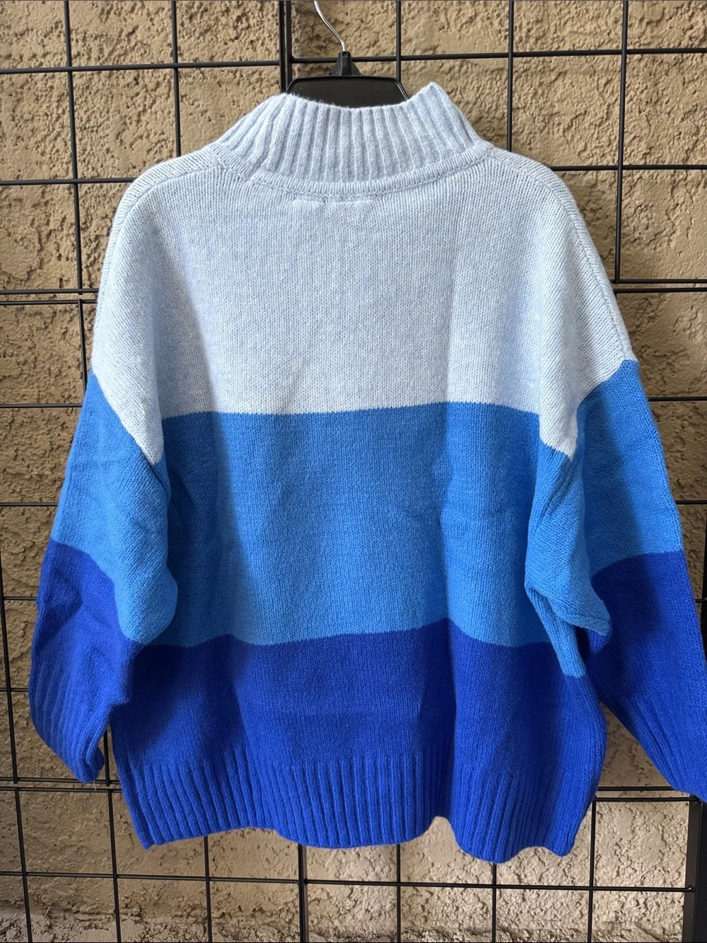 New GAP Blue Tone Colorblock Turtleneck Sweater Cotton Blend